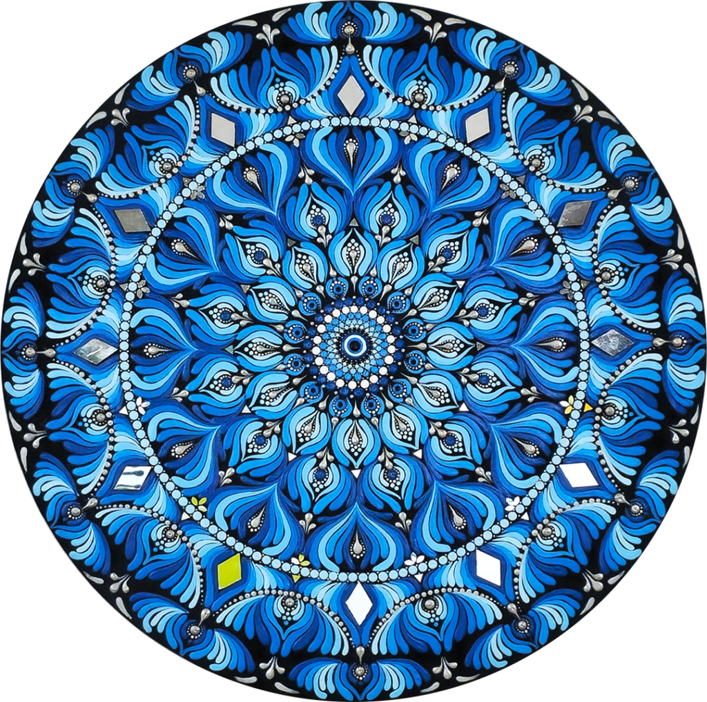 evil eye blue mandala art | 22 inch round wall decor