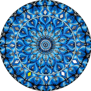 evil eye blue mandala art | 22 inch round wall decor