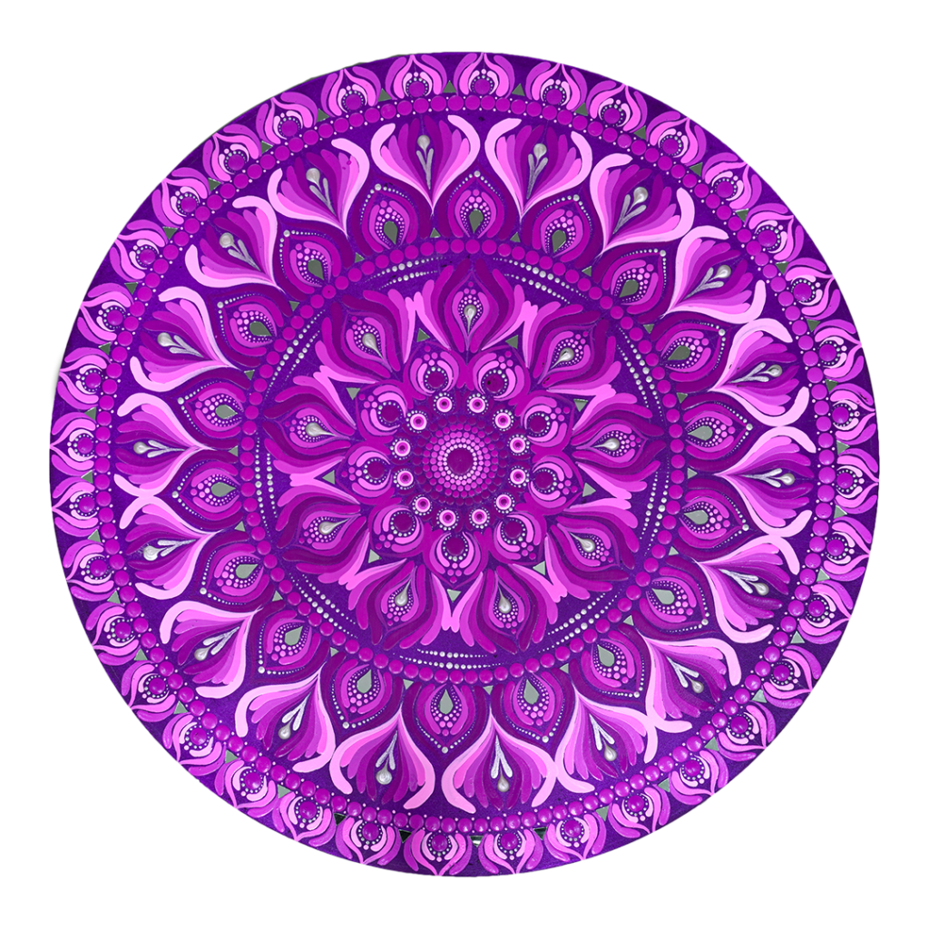 purple mandala art with dark purple base color i 22 inch round canvas by hastqala