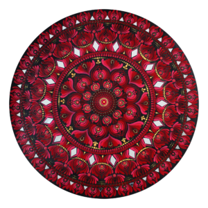 red & maroon mandala art i 24 inch round canvas by hastqala