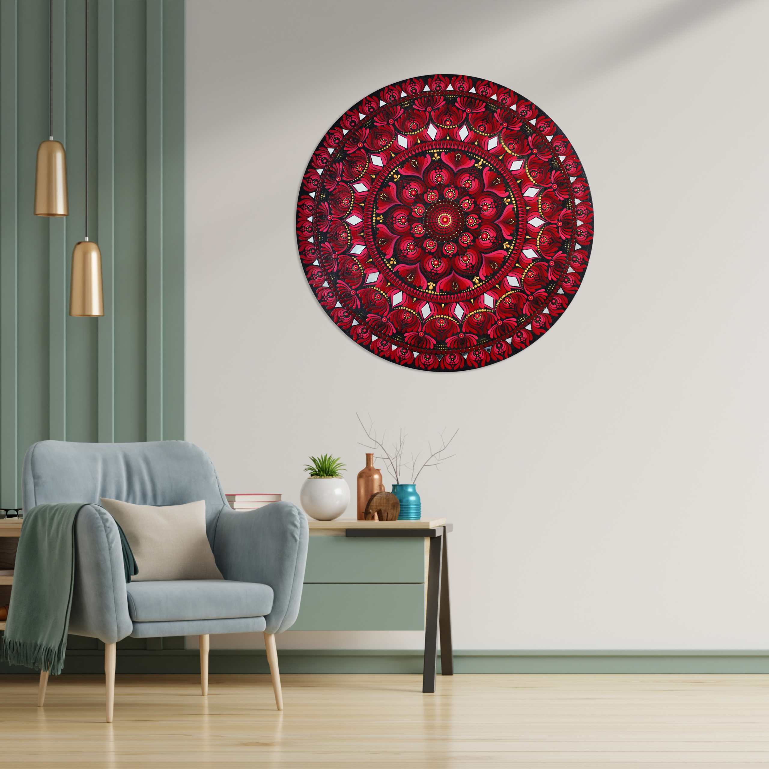 red & maroon mandala art i 24 inch round canvas by hastqala red & maroon mandala art i 24 inch round canvas by hastqala